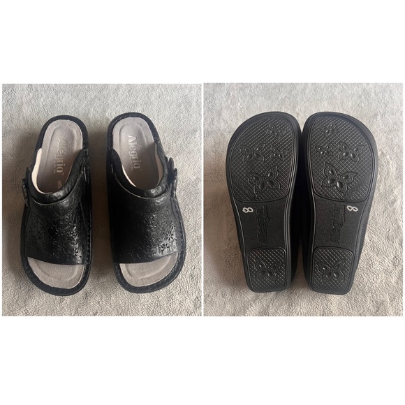 Alegria Klover Dearest Hybrid Leather Swivel Strap Comfort Sandal Clog Black - Picture 3 of 11